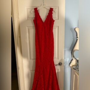Red Lace Long Dress